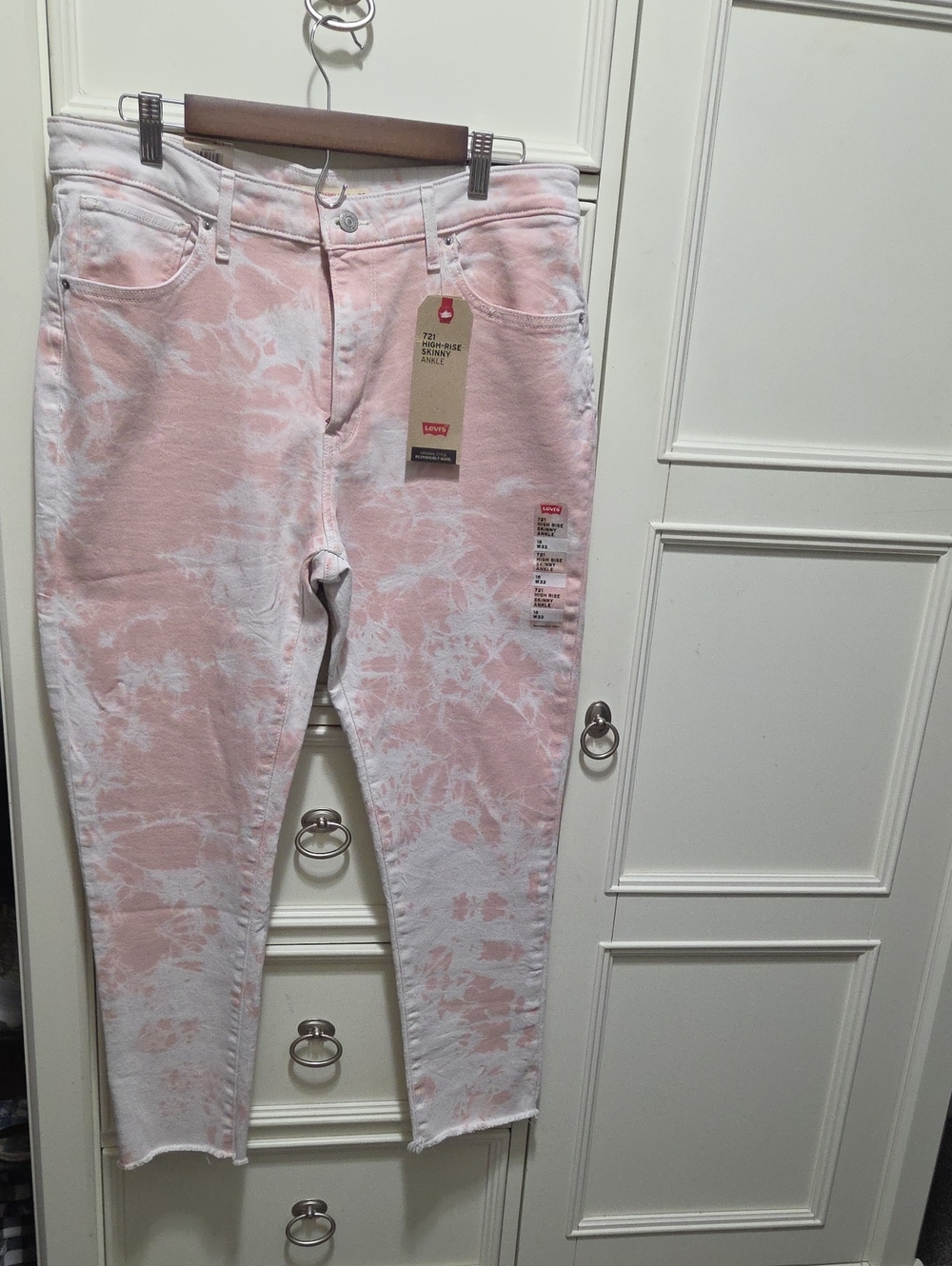 Levi's Pink & White Tie-Dye High-Rise Ankle Jeans